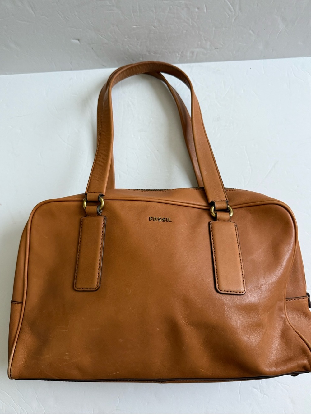 Fossil Memoir Biography Butterscotch Leather Satchel Bag Purse Doctor Bag